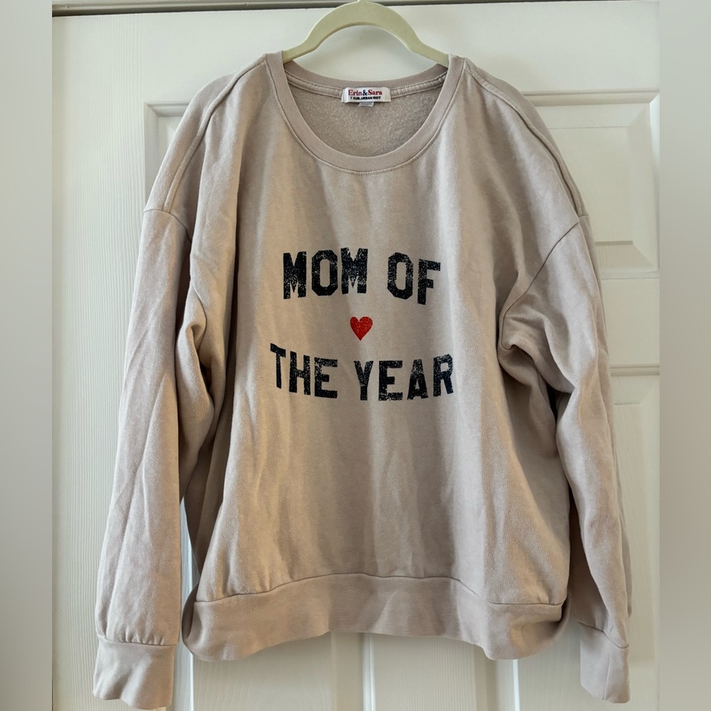 MOM OF THE YEAR cotton womens crew sweatshirt